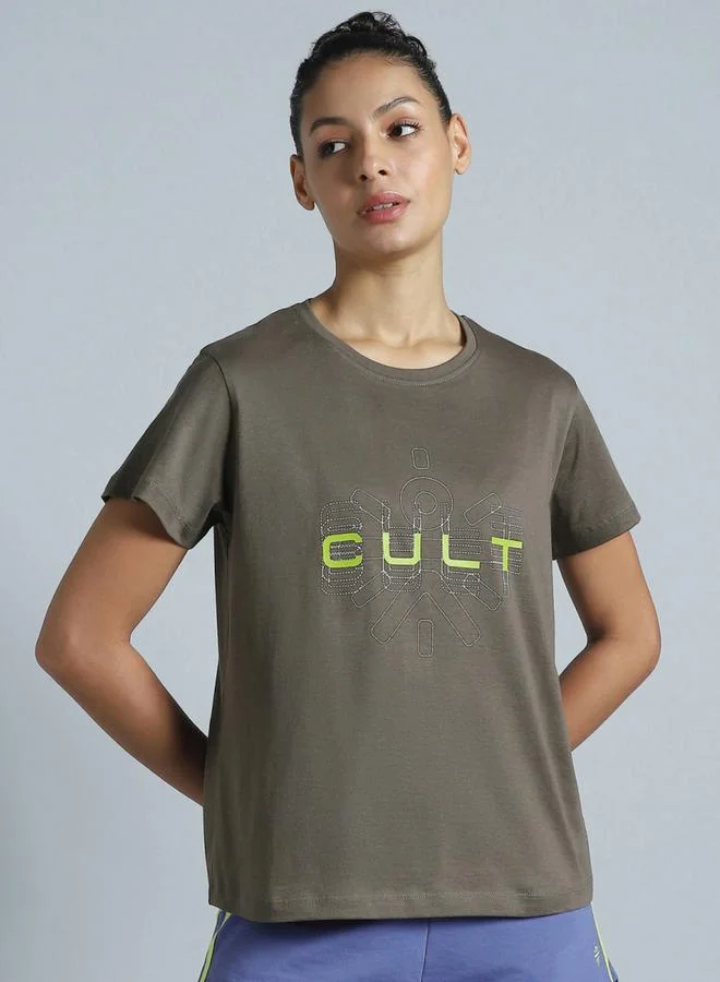 Cult Women Grey Brand Carrier T-Shirt